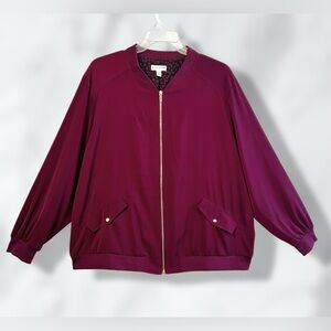 Susan Graver Women’s Burgundy Full Zip Lightweight Lined Jacket 3XL